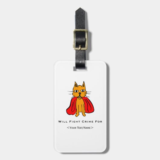 Super Cat Kämpfe Verbrechen für<Your Text/Name> Gepäckanhänger (Vorderseite vertikal)
