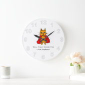 Super Cat Kämpfe Verbrechen für<Your Text/Name> Große Wanduhr (Zuhause)