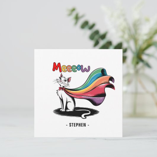 Super Cat Meeeow - Rainbow Cape Pride Cat (Stehend Vorderseite)