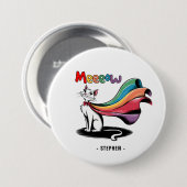 Super Cat Meeeow - Rainbow Cape Pride Cat Button (Vorne & Hinten)