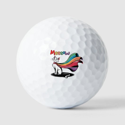 Super Cat Meeeow - Rainbow Cape Pride Cat Golfball (Vorderseite)