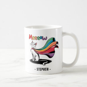 Super Cat Meeeow - Rainbow Cape Pride Cat Kaffeetasse