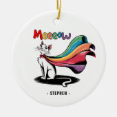 Super Cat Meeeow - Rainbow Cape Pride Cat Keramik Ornament (Vorne)
