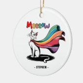 Super Cat Meeeow - Rainbow Cape Pride Cat Keramik Ornament (Links)
