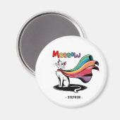 Super Cat Meeeow - Rainbow Cape Pride Cat Magnet (Vorderseite/Rückseite)