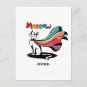 Super Cat Meeeow - Rainbow Cape Pride Cat Postkarte (Vorderseite)