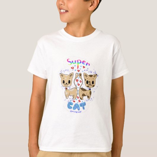 Super Cat Niedlich Kawaii Cat Paar T-Shirt (Vorderseite)