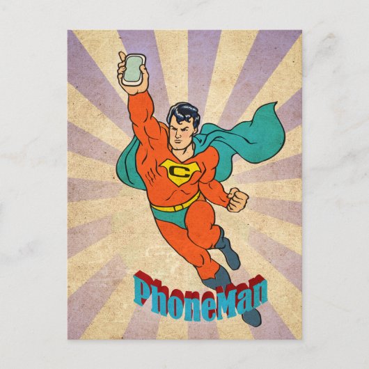 Super Cell Phone Man Postkarte (Vorderseite)
