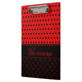 Super Chic Black and Red Polka Punkte, Individuell Klemmbrett (Links)