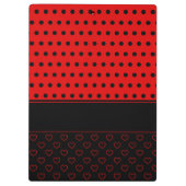Super Chic Black and Red Polka Punkte, Individuell Klemmbrett (Rückseite)