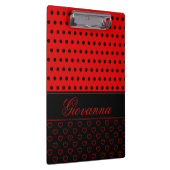 Super Chic Black and Red Polka Punkte, Individuell Klemmbrett (Rechts)