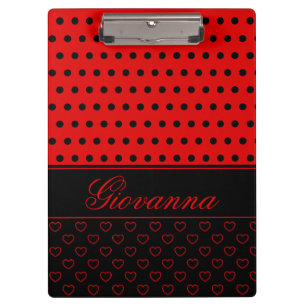 Super Chic Black and Red Polka Punkte, Individuell Klemmbrett
