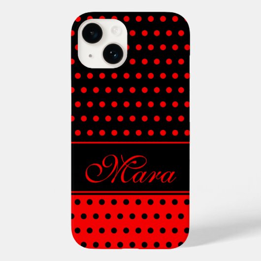 Super Chic Rot und Black Polka Punkte, Individuell Case-Mate iPhone Hülle (Rückseite)