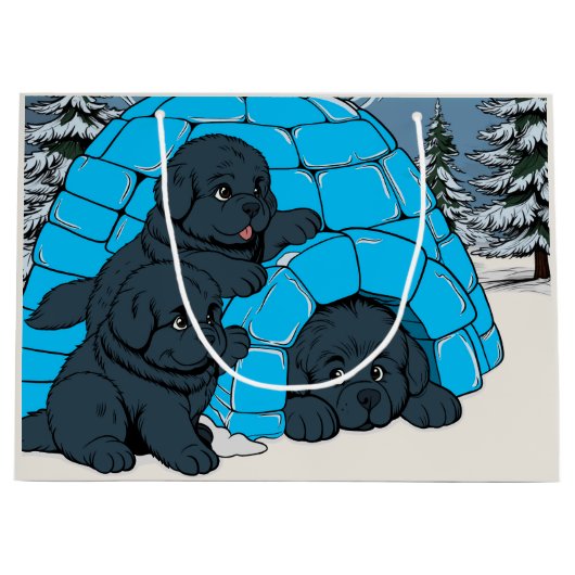 Super Chill Newfundland Welpe Große Geschenktüte (Vorderseite)