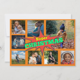 Super Christmas Comic Family Collage Urlaubskarte Feiertagskarte