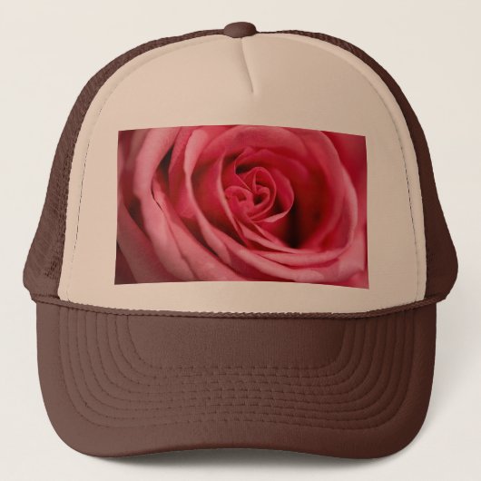 Super Cool Big Pink Rose Custom Printing Tan Brown Truckerkappe (Vorderseite)