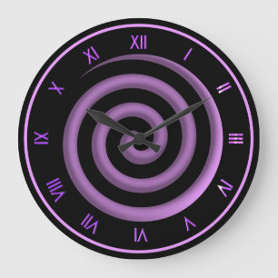 Super Cool Black and Lavender Spiral Wall Clock Große Wanduhr
