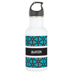 Super Cool Blue Abstrakt mit Name Edelstahlflasche