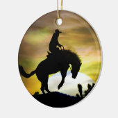 Super Cool Bucking Horse Cowboy Keramik Ornament (Links)