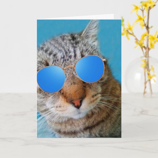 Super Cool Cat Birthday Karte (Gelbe Blume)