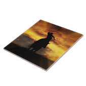 Super Cool Cowboy Steer Roping mit Sunset Fliese (Seite)
