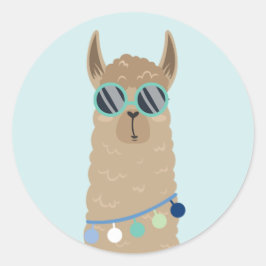 Super Cool Llama Runder Aufkleber