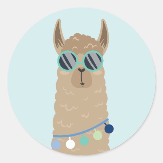 Super Cool Llama Runder Aufkleber (Vorderseite)