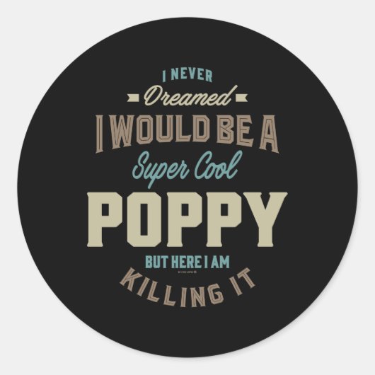 Super Cool Poppy Runder Aufkleber (Vorderseite)