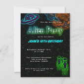 Super Coole Alien Birthday Party Einladung (Vorderseite)