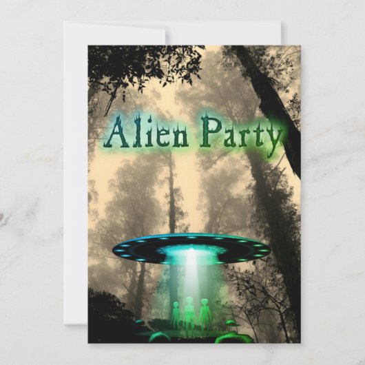 Super Coole Alien & UFO Party Einladung (Vorderseite)