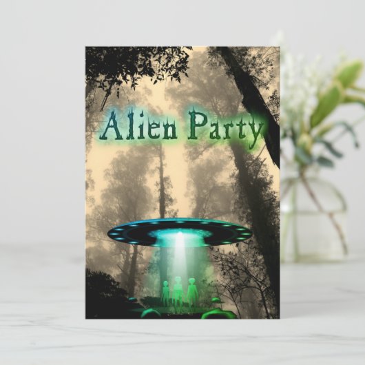 Super Coole Alien & UFO Party Einladung (Stehend Vorderseite)