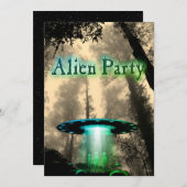 Super Coole Alien & UFO Party Einladung (Vorne/Hinten)