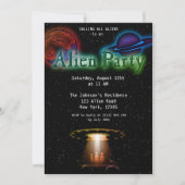 Super Coole Alien & UFO Party Einladung (Vorderseite)
