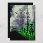 Super Coole Alien & UFO Party Einladung (Vorne/Hinten)