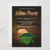 Super Coole Alien & UFO Party Einladung (Vorderseite)