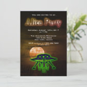 Super Coole Alien & UFO Party Einladung (Stehend Vorderseite)