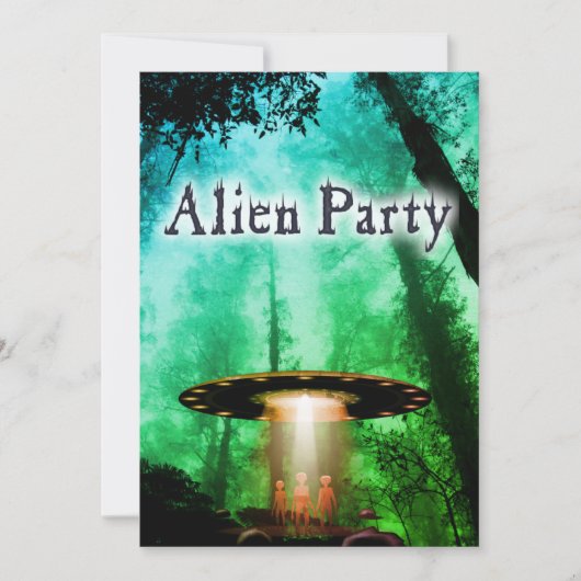 Super Coole Alien & UFO Party Einladung (Vorderseite)