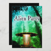 Super Coole Alien & UFO Party Einladung (Vorne/Hinten)