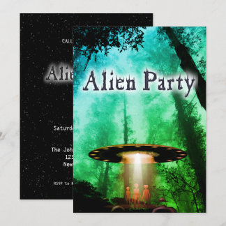 Super Coole Alien & UFO Party Einladung