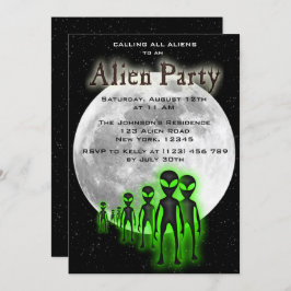 Super Coole Alien & UFO Party Einladung