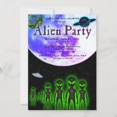 Super Coole Alien & UFO Party Einladung (Vorderseite)