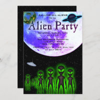 Super Coole Alien & UFO Party Einladung
