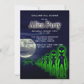 Super Coole Alien & UFO Party Einladung (Vorderseite)