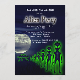 Super Coole Alien & UFO Party Einladung