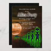 Super Coole Alien & UFO Party Einladung (Vorne/Hinten)