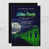 Super Coole Alien & UFO Party Einladung (Vorne/Hinten)