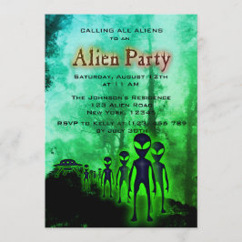 Super Coole Alien & UFO Party Einladung
