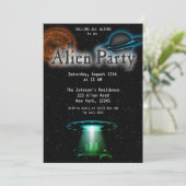 Super Coole Alien & UFO Party Einladung (Stehend Vorderseite)