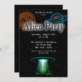 Super Coole Alien & UFO Party Einladung