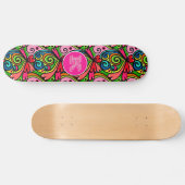 Super Coole Girly Graffiti mit Monogramm Skateboard (Horizontal)